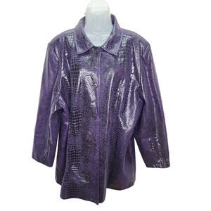 Selene Sport Women's 24 Purple Faux Crocodile Print Jacket Coat Gothic Glam